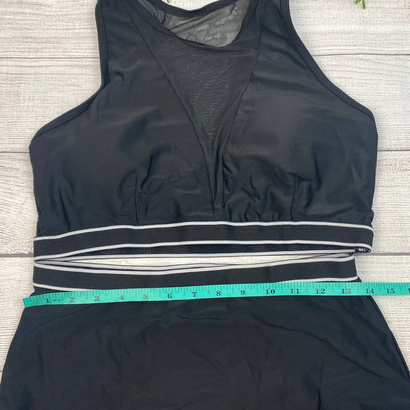 NEW Ladies Contrast Black and White Mesh Accent Tankini Large - Picture 6 of 11